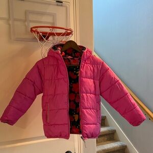 Hanna Andersson Reversible Pink/Floral  Kids Puffer Jacket